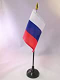 AZ FLAG Bandiera da Tavolo Russia 15x10cm Punta Dorata - Piccola BANDIERINA Russa 10 x 15 cm
