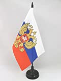 AZ FLAG Bandiera da Tavolo Russia con Aquila 21x14cm - Piccola BANDIERINA Russa con Stemma 14 x 21 cm