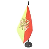 AZ FLAG Bandiera da Tavolo Sicilia 21x14cm - Piccola BANDIERINA SICILIANA - Italia 14 x 21 cm