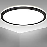B.K.Licht Plafoniera LED ultra piatta 2,9cm, LED integrati 22W 3000Lm, luce bianca naturale 4000K, Lampada da soffitto con illuminazione indiretta, ...