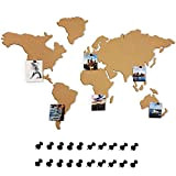 BAKAJI Bacheca Puzzle Mappamondo Globo in Sughero Adesivo da Parete con 20 Puntine Segna Paese Viaggio Cartina Geografica Decorazione Casa ...