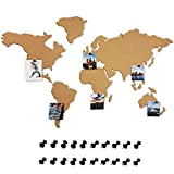 BAKAJI Bacheca Puzzle Mappamondo Globo in Sughero Adesivo da Parete con 20 Puntine Segna Paese Viaggio Cartina Geografica Decorazione Casa ...