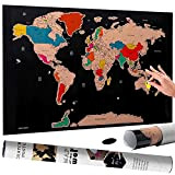 Bakaji Poster Mappamondo da Grattare Cartina Geografica Mappa del Mondo Scratch Off Dimensione 82,5 x 59,4 cm da Parete Muro ...