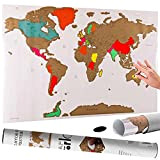 Bakaji Poster Mappamondo da Grattare Cartina Geografica Mappa del Mondo Scratch Off Dimensione 82,5 x 59,4 cm da Parete Muro ...