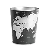 Balvi Cestino Carta Globe Colore Grigio Design Mappa del Mondo Latta 26x22x17,7 cm