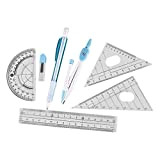 Baoblaze Set di 7 kit di matematiche, forniture per studenti Bussola per matita da disegno Include goniometro Righelli Bussola Matita ...