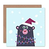 Bear in Lights Christmas Card Orso Luce Cristo