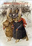 Beatrix Potter Merry Christmas Walking Rabbits Cartolina d'auguri