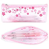BelugaDesign Astuccio per matite Sakura | Anime Pink Clear Glitter Pastel Kawaii per la scuola di penne stazionarie