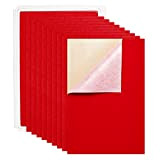 BENECREAT 20PCS Fogli Velluto Adesivo (Rosso) Tessuto Retro Adesivo di Appiccicoso A4(21x30cm) Multiuso,Resistenti all'Acqua Adatto per Mobili Artigianali e Protettivi