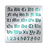 BENECREAT Stencil in Metallo Opaco con Lettere dell'alfabeto Gotico dalla A alla Z e Numero Stencil per Pittura, Legno Bruciato, ...