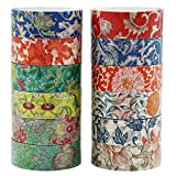 Berkin Arts Washi Tape Set 12 Rotoli Decorativo Giapponese Nastro Washi adesivo colorato Artigianato Carta, 15mm di Larghezza, per Diario ...