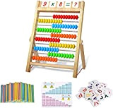 Bestdon Calcolatrice con cornice per bambini, scuola elementare, Abakus, per contare e calcolare, 100 perline multicolore con bastoncini, segnapunti numerici