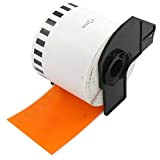 BETCKEY - DK22205 Etichetta Arancione a Lunghezza Continua Compatibili per Brother, 62mm x 30.48m, 1000 Pezzi Etichette Adesives Utilizzate per ...