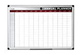 Bi-Office GA0337170 - Lavagna magnetica planning annuale con cornice in alluminio, 90 x 60 cm