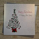 Bianco Carte Cotone Codice XFP6 Buon Natale e Felice Anno Nuovo Albero Carta Handmade Modello Taglia L