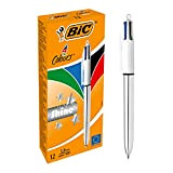 BIC 4 Colours Shine Penne A Sfera A Scatto Con Punta Media (1,0 mm) - Fusto Argento Metallizzato, Confezione Da ...