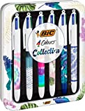 BIC 4Colori Collection, Penne Colorate a Sfera, 4Colori a Scatto, Punta Media (1 mm), Set Cancelleria in Metallo, 6 Unità