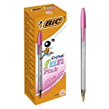 BIC Cristal Fun 929056 - Penne a sfera 1.6 mm largo inchiostro, pasta rosa, Confezione da 20 Pezzi