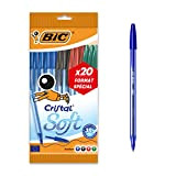BIC Cristal Soft Penne a sfera punta media (1,2 mm) - Colori assortiti, sacchetto formato speciale da 20