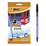 BIC Cristal Soft Penne Punta Media (1,2 mm) - Colori Assortiti, Blister da 15+5-2 Pack