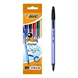 Bic Cristal Soft Punta Media 1,2 mm Confezione 4 Penne con Cappuccio Colori Assortiti