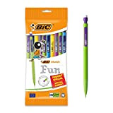 BIC - Matic Fun, portamine da 0,7 mm HB con gomma (perfetto per la scuola), colori assortiti, confezione da 10