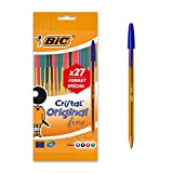BIC - Penna a sfera"Cristal", punta fine, fusto color arancione, 27 pezzi, colori assortiti