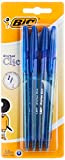 BIC Penne Blu a Sfera, Cristal Clic, Punta Media (1.0 mm), Confezione da 4 Penne, Cancelleria Scuola e Casa