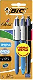 BIC Penne originali in 4 colori, confezione da 3 pezzi, include penne originali, Grip e Pro 4 colori con punta ...