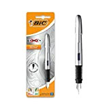 BIC X-PEN CHROME - Penna stilografica, pennino medio, blister da 1, colore scrittura: argento