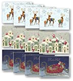 Biglietti di Natale con busta, biglietti di auguri in rilievo di alta qualità con un bel design (renne, slittino e ...