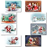 Biglietti di Natale di beneficenza Confezione da 24. Ogni biglietto di Natale multipack ha 8 diversi disegni di Babbo Natale ...