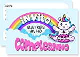 Biglietti Invito compleanno unicorno per bambini in italiano - Set 20 Cartoline per festa di compleanno bambina bambino - Sei ...