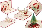 Biglietti per auguri di Natale 3D pop-up, perfetti anche per compleanni, feste, ringraziamenti, anniversari e altro, con albero di Natale, ...