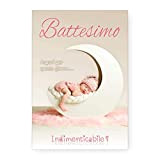 Biglietto BATTESIMO BIMBA BAMBINA auguri classico | con busta abbinata | dettagli glitter in rilievo | Made in Italy | ...