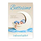 Biglietto BATTESIMO BIMBO BAMBINO | con busta abbinata | dettagli glitter in rilievo | Made In Italy | MAGIC IN ...