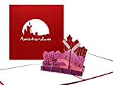 Biglietto di auguri 3D Pop Up “Amsterdam – Panorama" adatto come souvenir, come piccolo regalo o come decorazione,