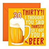 Biglietto di auguri per il 23-30° compleanno, con scritta in lingua inglese “Thirty Thirsty Beer” (lingua italiana non garantita)