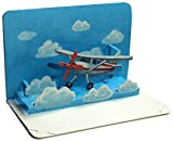 Biglietto di auguri pop-up / 3 D-piega cartolina da un piccolo aereo - Ideale come coupon per un volo o ...