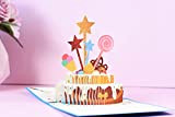 Biglietto di auguri pop-up per torta di compleanno con stelle e lecca-lecca
