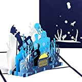Biglietto pop-up 3D "Immersione e mondo subacqueo" – fantastico biglietto di auguri di compleanno per bambini, buono regalo per nuoto, ...