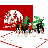 Biglietto pop-up di Natale con scritta "Santa & Reindeer – Merry Christmas" | Pop Up Card for Christmas, 3D, biglietto ...