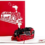 Biglietto pop-up "ferrovia – locomotive" – Biglietto di compleanno 3D con flok a vapore – come decorazione, regalo per compleanno, ...