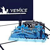 Biglietto pop-up “Venice” panorama di Venezia e giro in gondola; biglietto d’auguri 3D utilizzabile per souvenir, compleanno, buono regalo per ...