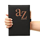 Black A to Z - Rubrica telefonica A-Z Index - Cover posteriore rigida con penna A5, per casa, ufficio, lavoro, ...