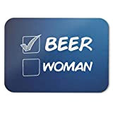 BLAK TEE Woman Vs Beer Slogan Mouse Pad 18 x 22 cm in 3 Colours Blu