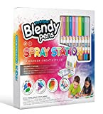 Blendy Pens Spray Station Set con 20 pennarelli e stazione spray integrata, 10 matite colorate, 10 matite, 10 stencil e ...