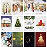 BOFUNX 24pcs Biglietti Auguri Natale Cartoline di Natale Biglietti di Natale con Buste e Adesivi Cartoline di Natale Vintage Auguri ...