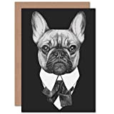 Bow Tie French Bulldog Drawing Greeting Card With Envelope Inside Premium Quality francese Disegno